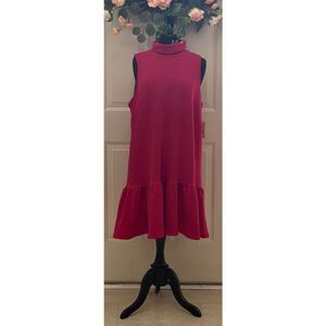 New Ophelia Roe Women's Sleeveless Ruffle Stretch Knee Length Dress Sz Xl Red
